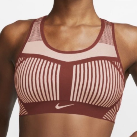Nike FE/NOM FlyknitWomen's High-Support Rust Non-Padded Sports Bra - Picture 1 of 8